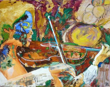  Knife Oil Painting - violin fantasy with palette knife